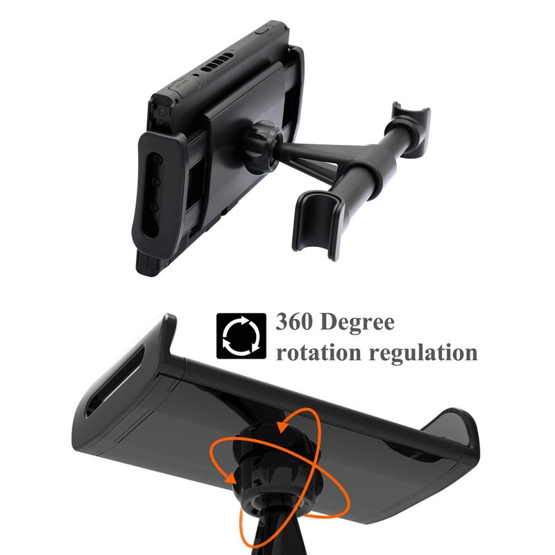 FYOUNG Car Headrest Mount Compatible with Switch 2 Model 2025/ Swith OLED/Switch, Adjustable Car Holder Compatible with Switch/iPhone/iPad and Other Devices (4"-11")-Black - Image 2
